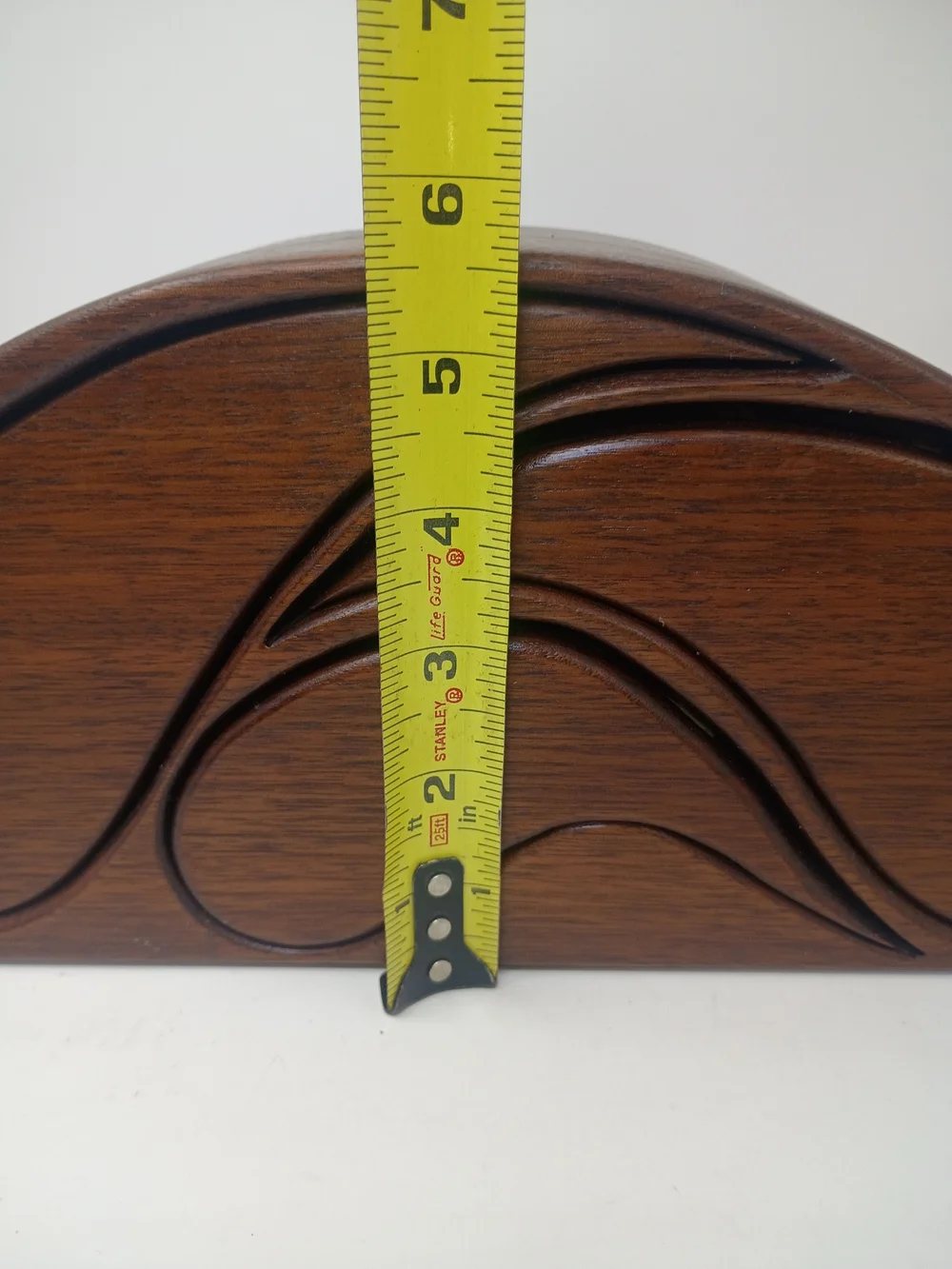 Vintage Hand-Carved Bandsaw Wooden 3-Drawer Teardrop Jewelry Box–Keepsake